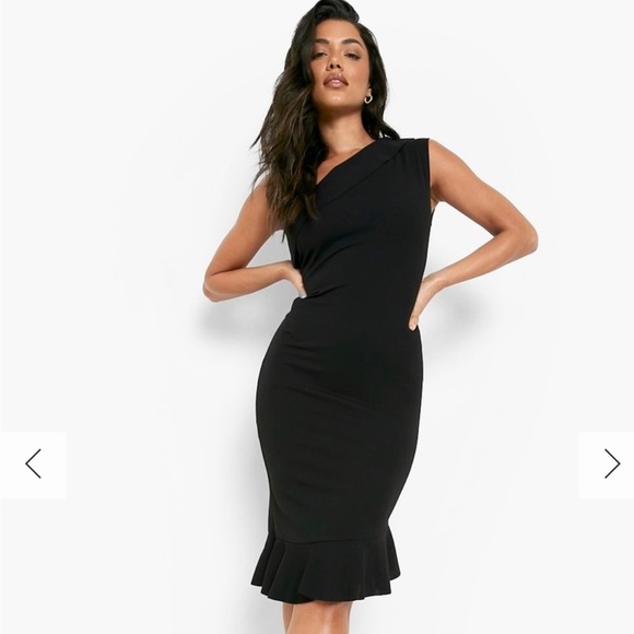 ONE SHOULDER RUFFLE HEM MIDI DRESS, size 12 - Picture 4 of 6